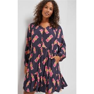Anthropologie Sammi Puffed Sleeve Tiered Midi Dress Small